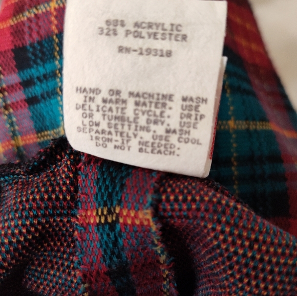 Vintage Graff Plaid Red Turquoise And Black Elastic Waist Skirt Size 10 - Picture 5 of 5
